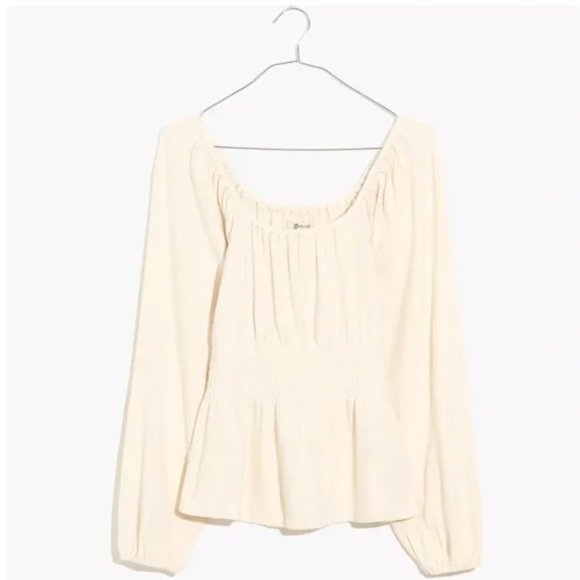 NWOT❣️ Madewell Plush Square Neck Smocked Top - Picture 5 of 7